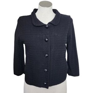 Black Knit Button Down 3/4 Sleeve Women's Jacket Size S
